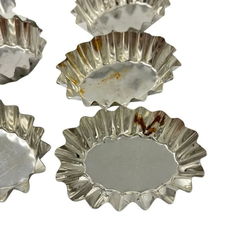 Vintage Sweden Ribbed Fluted Mini Aluminum Tartlet Mold Lot of 42 Various Shapes